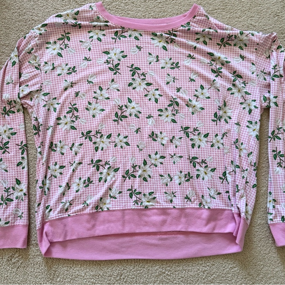 Draper James Pink Gingham Floral Pajama Top Size XXL - Measurements in Pics
